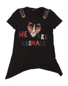 DESIGUAL Womens Graphic Tunic Top UK 12 Medium Black PK12 - Picture 1 of 3