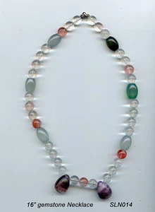 Mixed gemstone necklace with gemstone drops 16" long sln014 - Picture 1 of 1