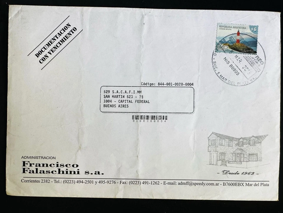 CM) 2018. ARGENTINA. LIGHTHOUSE. MOUNTAINS. COMMERCIAL LETTER CIRCULATED WITH AD - Image 1 of 1