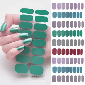 16 Tips Nail Art Stickers Self-Adhesive Metal Glitter Nail Wraps Full Cover e - Picture 1 of 22
