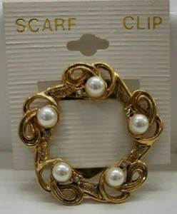 Damen Schal Clip Gold mit Perlen Neu - Bild 1 von 4
