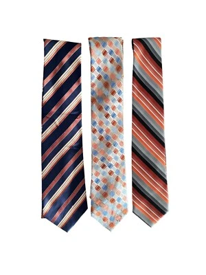 Paquete de 3 corbatas para hombre en tonos rojos y azules con rayas y patrones geométricos de G Foto 1 de 2