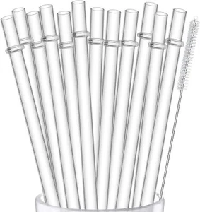 12 Pack Reusable Hard Plastic Clear Straws 10.5 inch Tumbler Straws wit - Picture 1 of 3
