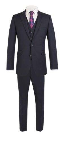 Scott Męski Premium Klasyczny krój Granatowy 3-częściowy garnitur Kombinacja