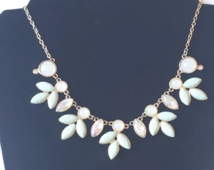 Beautiful Soft Teal Green Necklace With Mulity Color Glass Stone. - Picture 1 of 8