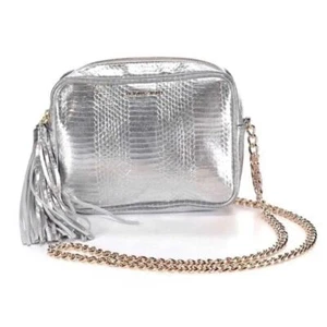 Victoria's Secret silber metallic Umhängetasche Handtasche Quaste Kettenriemen - Bild 1 von 2