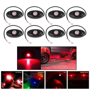 8X RED LED Rock Light 4Pods Lights for JEEP Off Road Truck Car ATV Under Body US - Picture 1 of 11