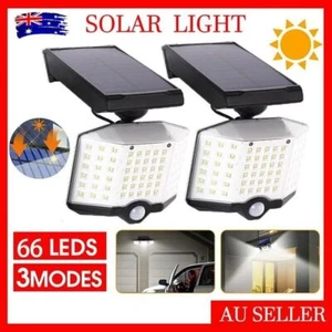 3 Head Solar Motion Sensor Light Outdoor Garden Wall Security Flood Lamp 66LEDs - Picture 1 of 12