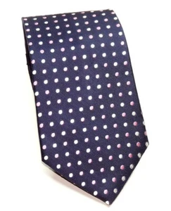 NWT Tommy Hilfiger Black Silk Tie Pink White Polka Dots 56 X 3.75" Never Worn - Picture 1 of 2