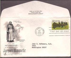 1356 Marquette- FDC- Artcraft- Ayerst- rtn add. on back flap & letter & Medical - Picture 1 of 2