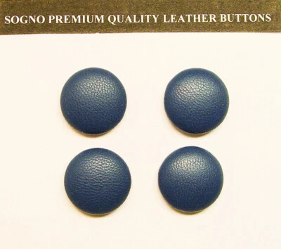 4 MADE IN USA Teal Blue genuine leather covered jacket buttons,metal loop, 20 MM - Image 1 of 4