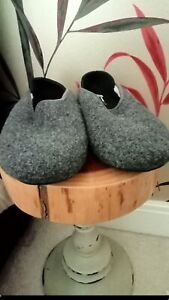 Mahabis Wool slippers UK 9.5 EU 44 Grey With  Black Soles RRP £109 GBC44