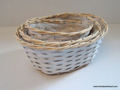Holz-Spankorb, 3tlg. oval, mit Folie, weiß - Bild 1 von 3