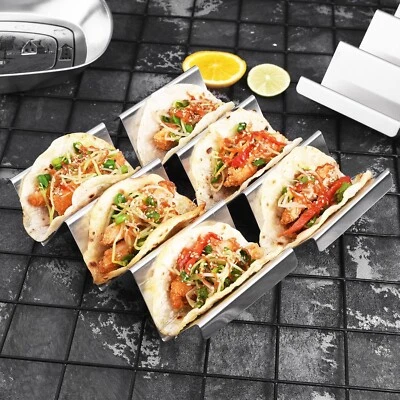 Taco Holder Stand 4 Packs - Stainless Steel Taco Rack Truck Tray Style Oven Safe - Image 1 of 4