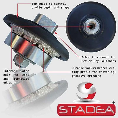 STADEA Diamond Profile Wheel Hand Bits 3/16" Demi Radius Granite Stone Profiling