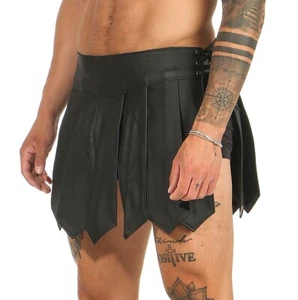XS-3XL Gladiateur Jupe Kilt Cuir Véritable Laçage Latéral A Légionnaire Gay-Wear - Imagen 1 de 9