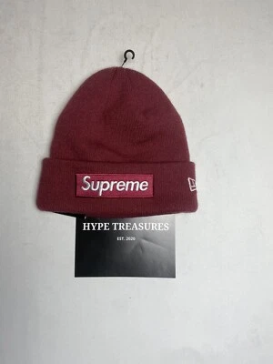 BRAND NEW SUPREME X NEW ERA BOX LOGO BEANIE PLUM / MUSTARD (FW21) -HYPETREASURES - Image 1 of 4