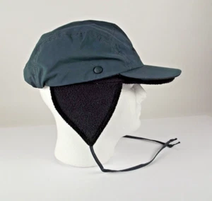 Columbia Ear Flaps Hat 5 Panel Trapper Cap Green/Black Made in USA - Picture 1 of 8