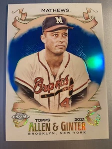 2021 Allen Ginter Cromo Blu Rifrattore EDDIE MATHEWS #’d 041/150! 1/1 SUO JSY # - Foto 1 di 2