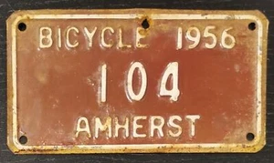 1956 Kanada Nova Scotia Amherst Fahrrad Nummernschilder "104" - Bild 1 von 2