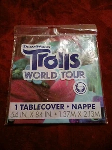 NEW TROLLS WORLD TOUR 54 IN X 84 IN PLASTIC PARTY TABLECOVER - Picture 1 of 4