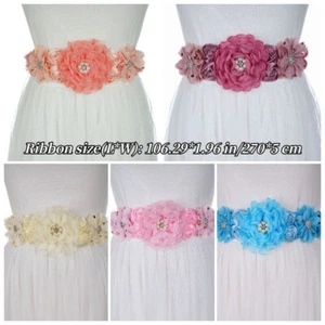 Lady Flower Maternity Belt Ribbon Sash Elegant Bridal Waistband Dress Sash Decor - Picture 1 of 17