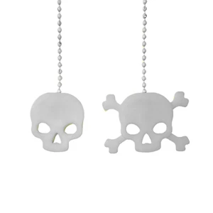 Skull and Cross Bones Ceiling Fan Pull Chains, Light, 12 inch Chain, Custom, New - Picture 1 of 2