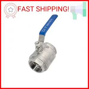 Megairon 316 Stainless Steel 2" Full Port Ball Valve with Blue Vinyl Handle, NPT - Picture 1 of 2
