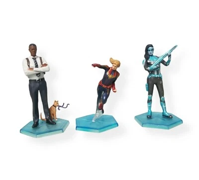 Figura de acción Capitana Marvel Nick Fury con ganso y Minn-Erva Disney adorno para pasteles Foto 1 de 4