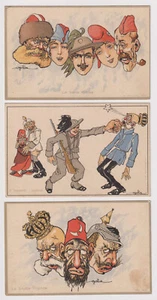 E3267: (5) Postales caricatura de Italia de 1916 sin usar, Boy Scout, políticas - Imagen 1 de 2