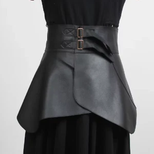 Echt Leder Schößchen Gürtel Schwarz Breit Gürtel Damen Schnalle Party Gothic Punk Retro - Bild 1 von 3