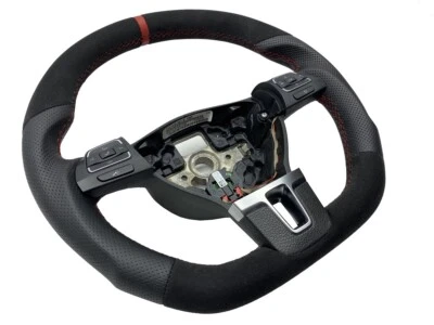 AUSTAUSCH Lenkrad Lederlenkrad Alcantara Vw Touran 1T3 Multifunktion Abgeflacht - Bild 1 von 4