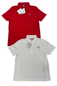 Puma Junior Golf Tech Polo Shirt, White or Red, NEW - Picture 1 of 3