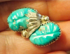 Zuni Carved Turquoise Tie Tack - Picture 1 of 2