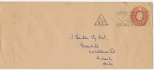 GB aprox. 1950 muy fino usado GVI 2d marrón grande estampado a pedido papelería postal - Imagen 1 de 2