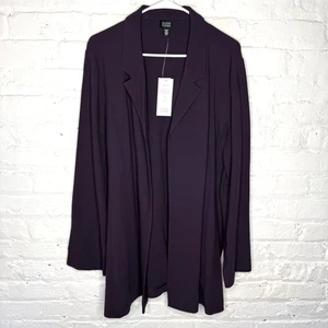 Eileen Fisher Women's Purple Open Front High Collar Blazer Jacket XL $248 NWT - Picture 1 of 4