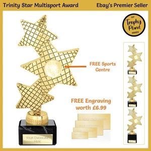 STAR Multisport Trophy - Gold Award Trophies, FREE ENGRAVING, Free Sports Centre - Picture 1 of 4