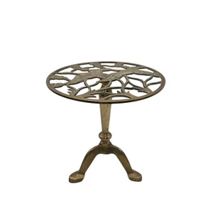 Vintage Solid Brass Geese Theme Trivet Plant Stand Table - Picture 1 of 8