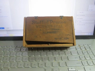 Antique STUFFED PRUNES Wiesbaden Style Wooden Box A. Van Duskirk  NEW YORK - Image 1 of 3