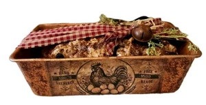 Faux Raisin Bread Loaf Handmade Primitive Fake Bake w Farmhouse Chicken Copper - Picture 1 of 11