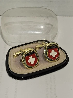 De colección Raro Suiza Suiza Bandera Suiza Gemelos Para Hombre Con Caja Original Foto 1 de 4