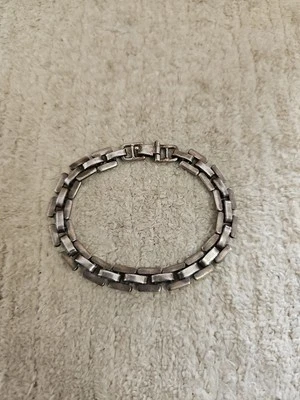 PULSERA DE ESLABONES DE CADENA ANCHA DE PLATA DE LEY VINTAGE 7,25 PULGADAS  Foto 1 de 3