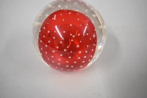 Rot/Klar Kunst Glas Briefbeschwerer 2,75" - Bild 1 von 1