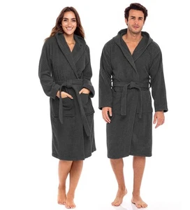 Cotton Terry Shawl And Hooded Bathrobe for Women Cotton Robes Terry Cloth Rob... - Picture 1 of 7