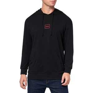Hugo Boss Mens Black Logo Outline Drawstring Pull On Hooded Cotton Sweatshirt - Picture 1 of 3