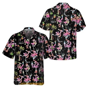 Flamingo Beach Christmas Hawaiian Shirt Funny Xmas Gifts - Picture 1 of 5