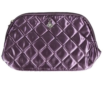 Bolsa de Maquillaje Lancome Púrpura Acolchada Satén con Cremallera y Dije 8"x5" Foto 1 de 4