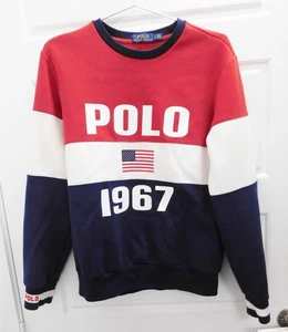 Polo Ralph Lauren 1967 Sweatshirt Men’s Large Striped US Flag Sweater sz S - Picture 1 of 7