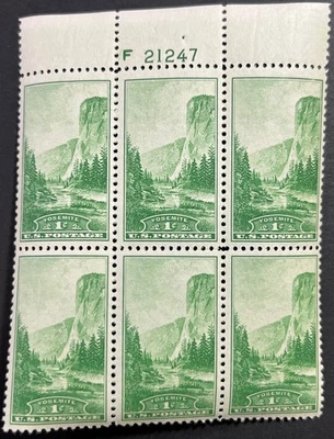 U.S. Scott #740, Upper P.B. of 6, Yosemite, California Issue, MNH Fine-Very Fine - Image 1 of 2