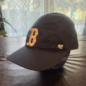 Boston Red Sox ‘47 Hat Cap Adjustable Leather Strap Blue Green Plain Logo - Picture 1 of 11